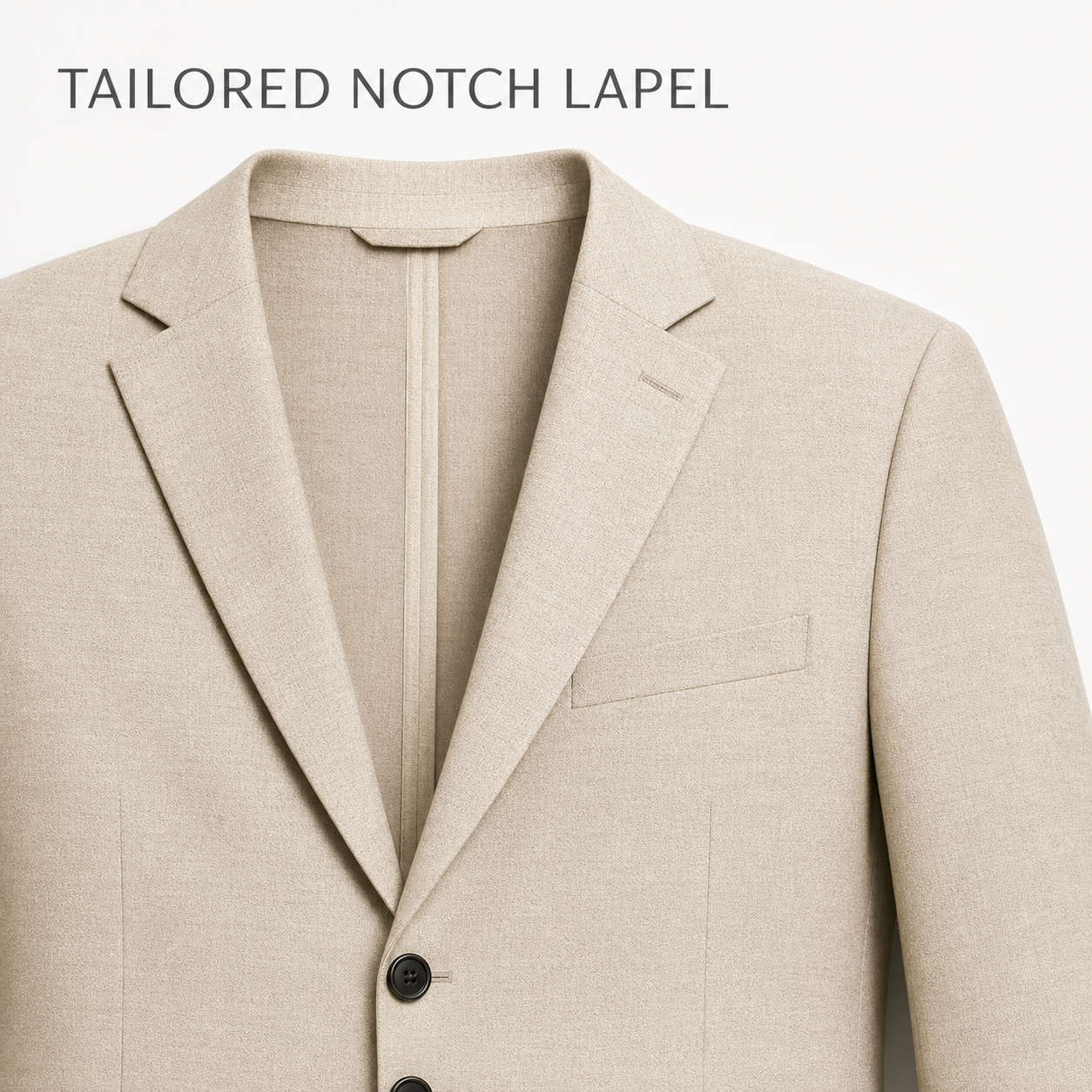 Tailored notch lapel and chest welt pocket detail