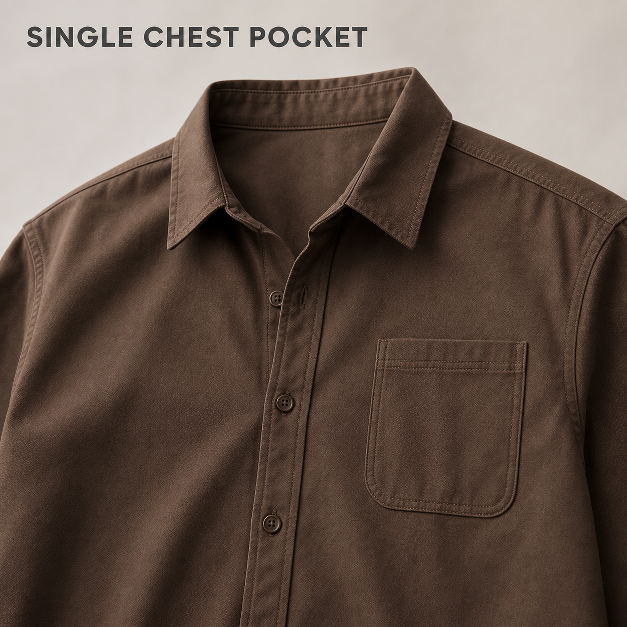 Pointed collar and single chest patch pocket structure