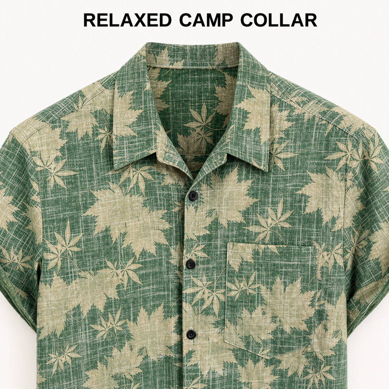 Relaxed camp collar and button placket detail