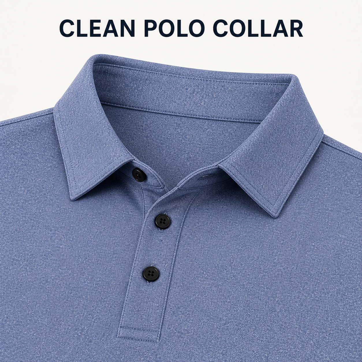 Pointed polo collar and three-button placket detail
