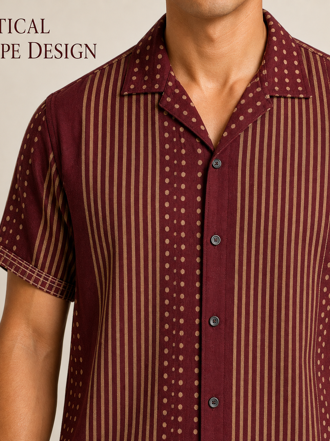Vertical stripe collar and button-front design