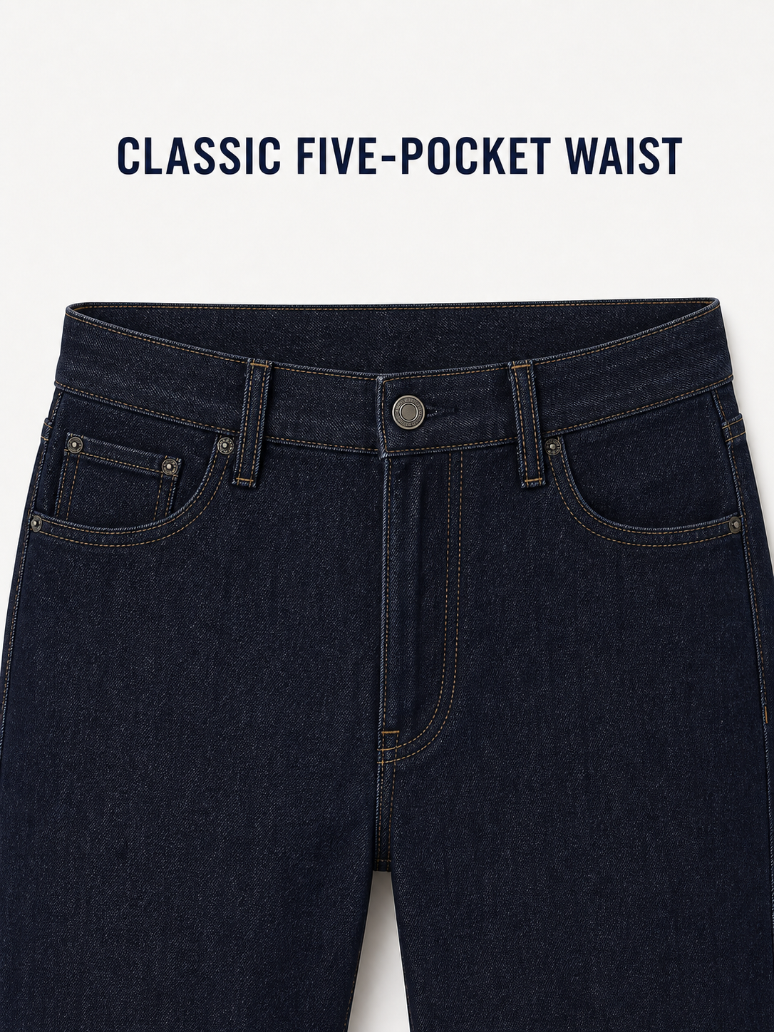 Classic five-pocket jeans waist detail