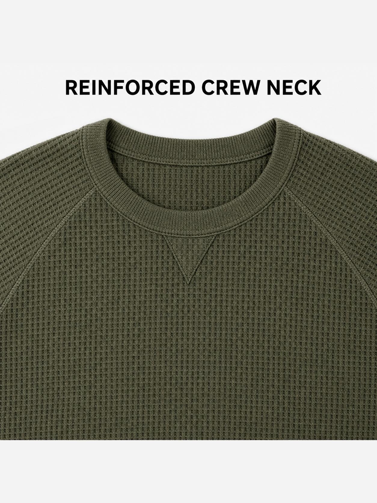 Reinforced crew neck and raglan shoulder construction