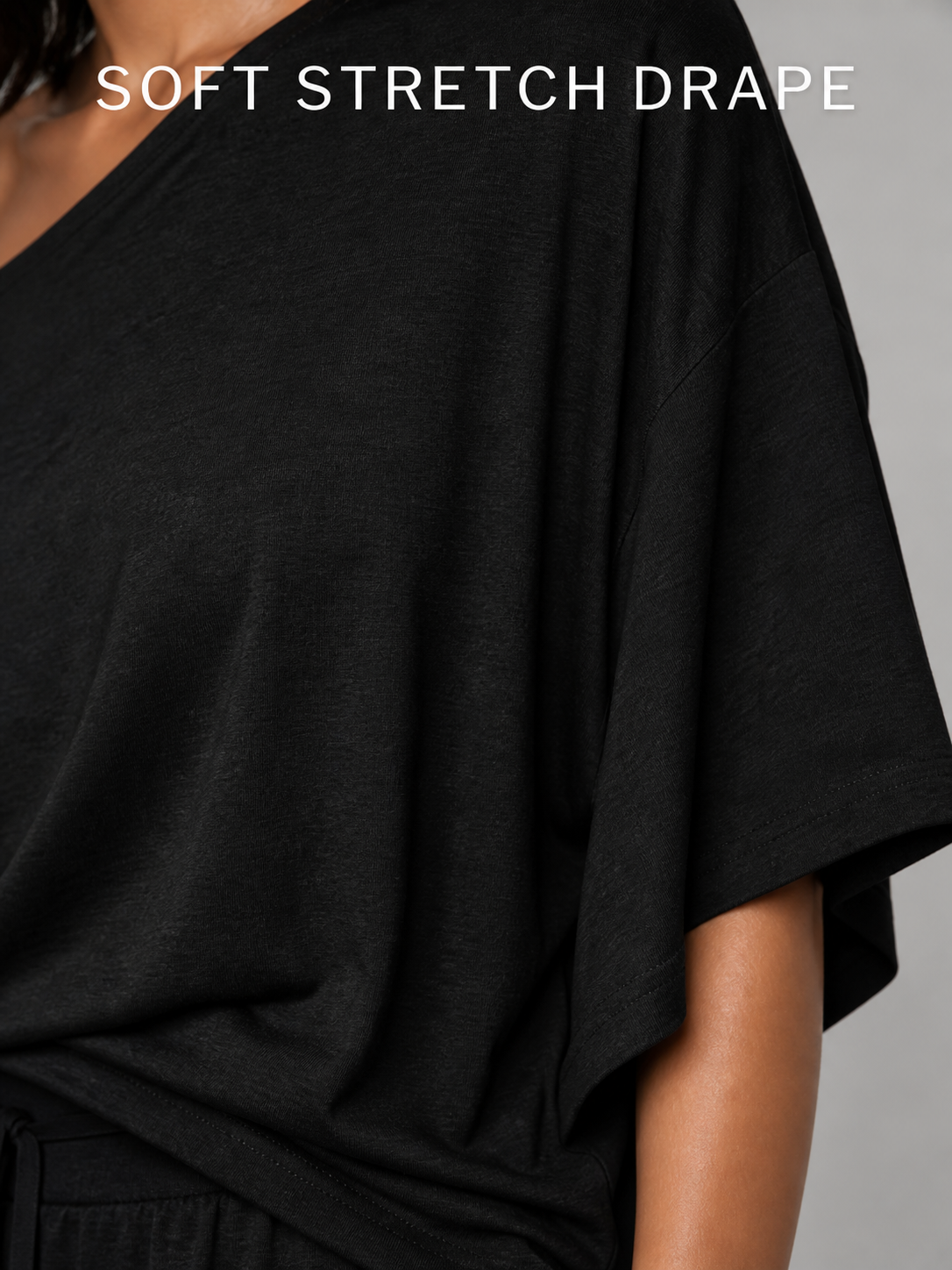 Soft stretch jersey drape detail