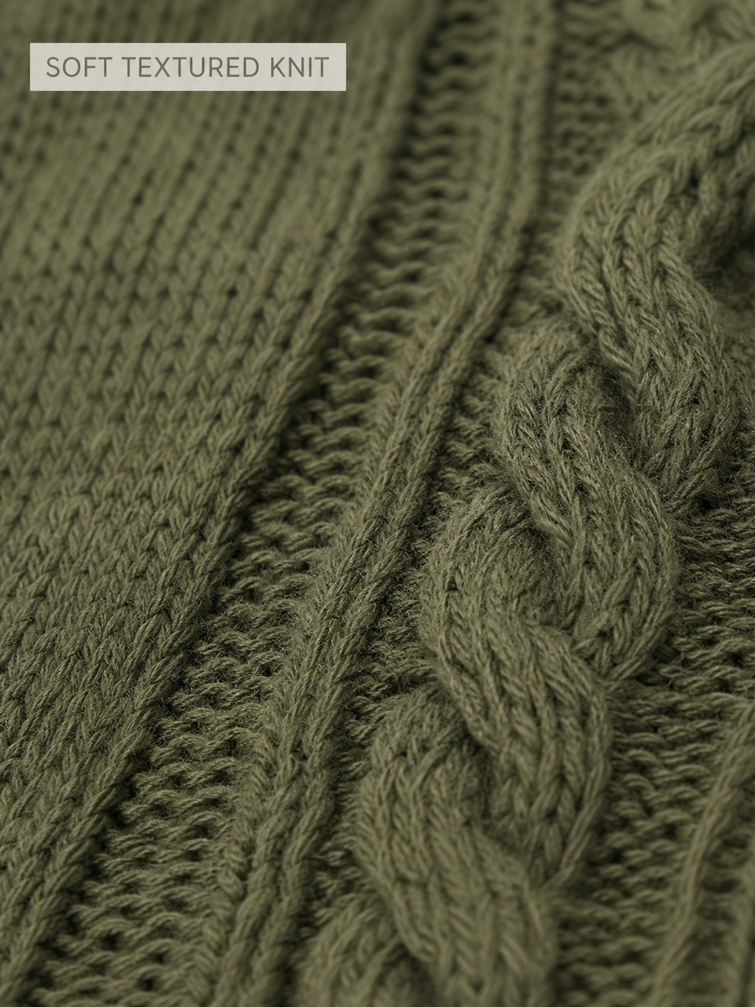 Soft textured olive knit macro close-up