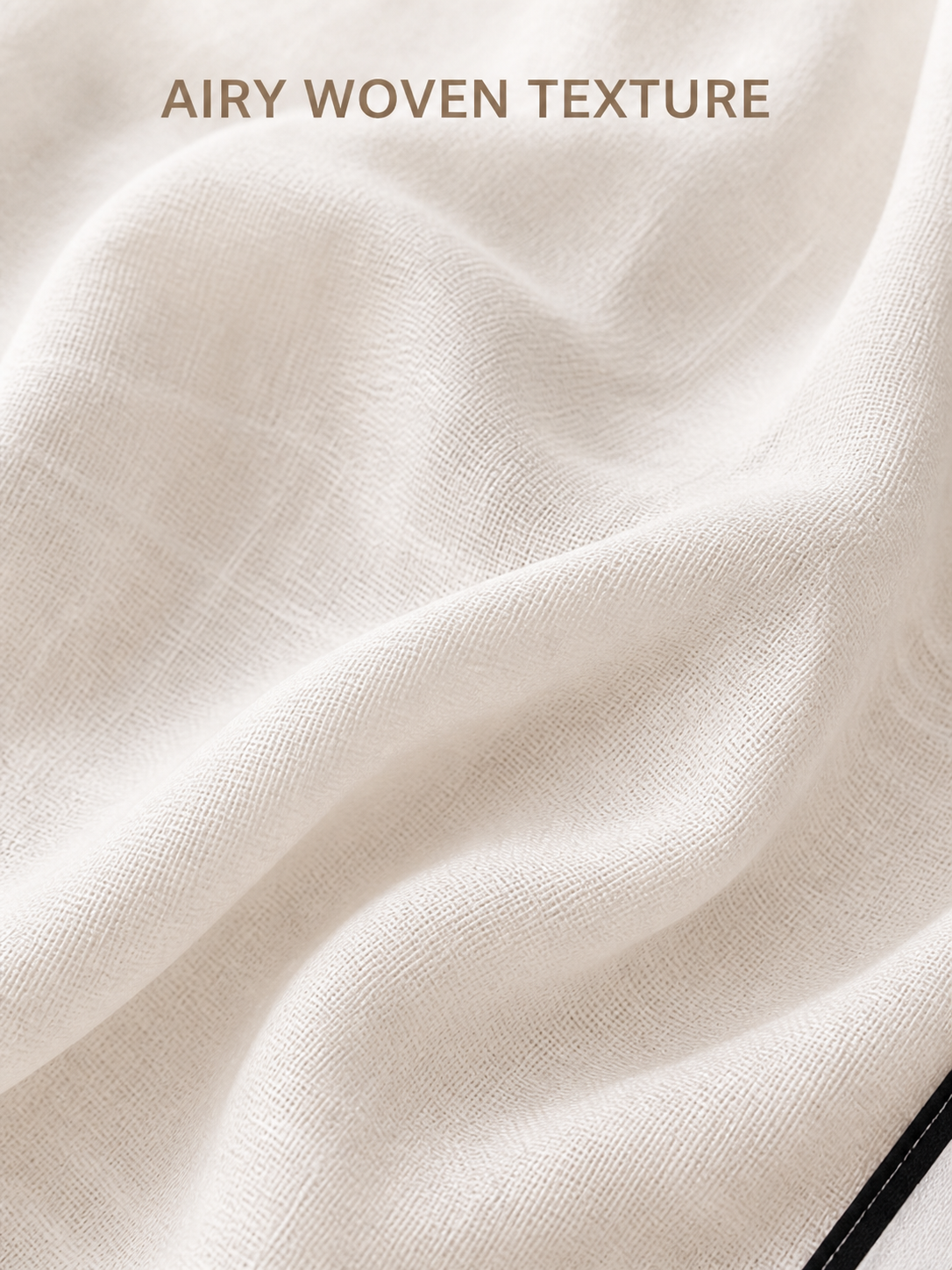 Airy linen-viscose woven texture close-up
