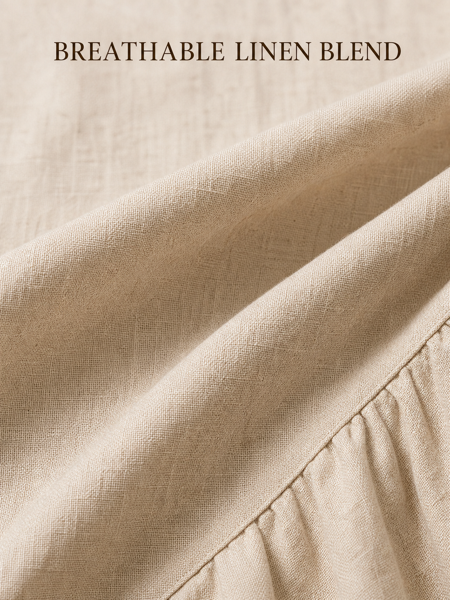 Breathable linen-viscose slub woven texture detail