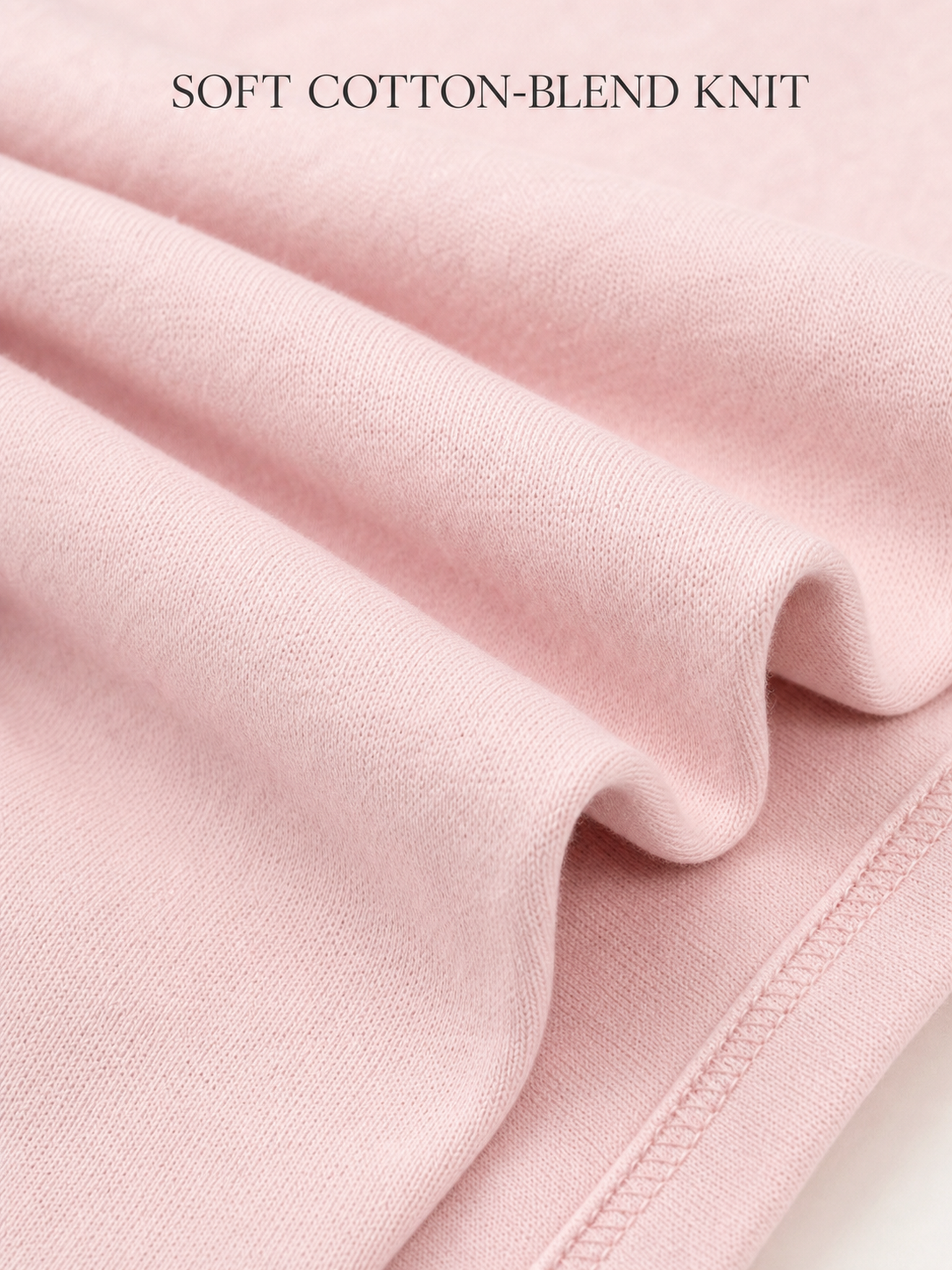 Soft cotton-polyester knit texture detail