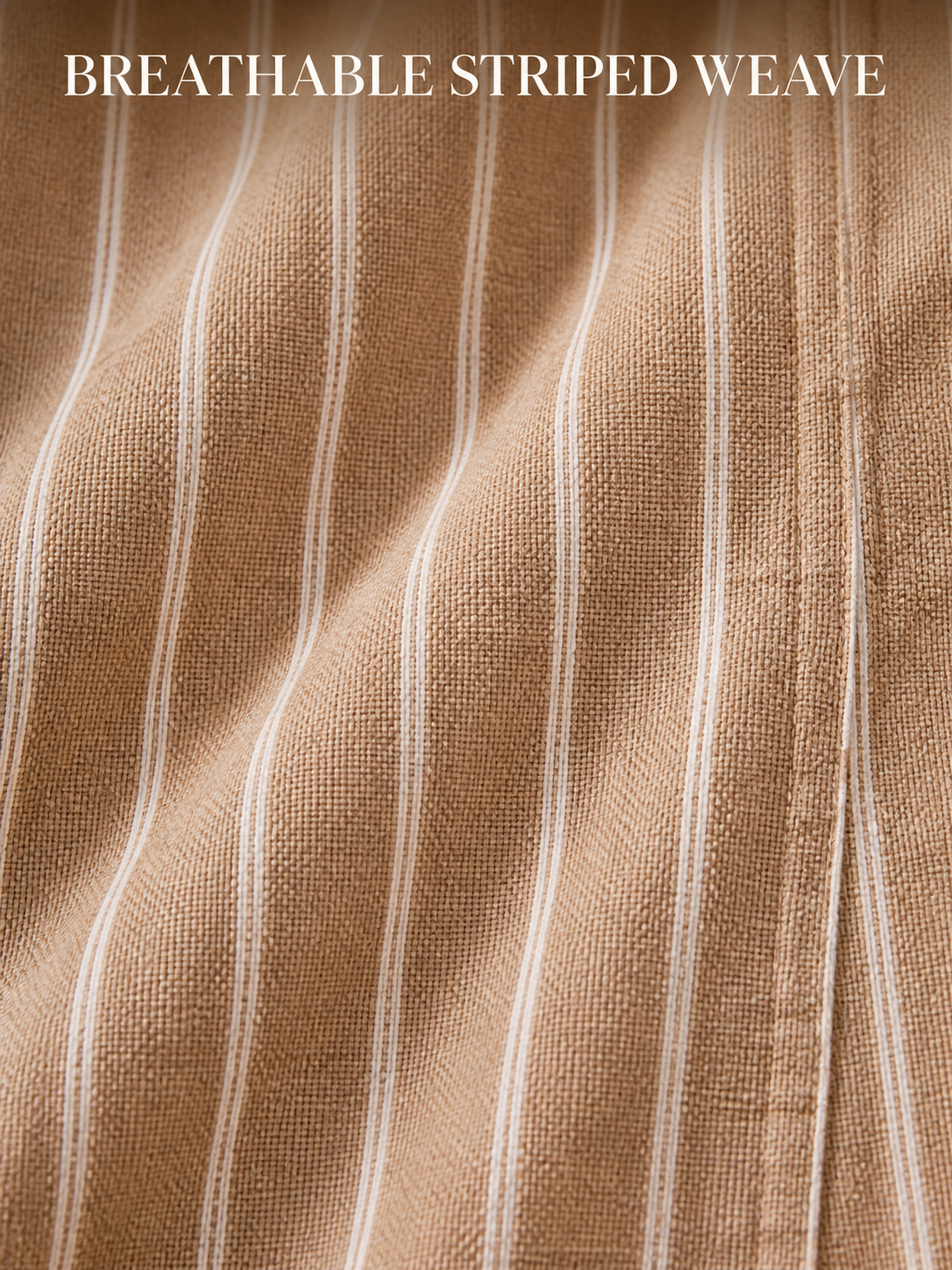 Breathable taupe and ivory striped woven texture