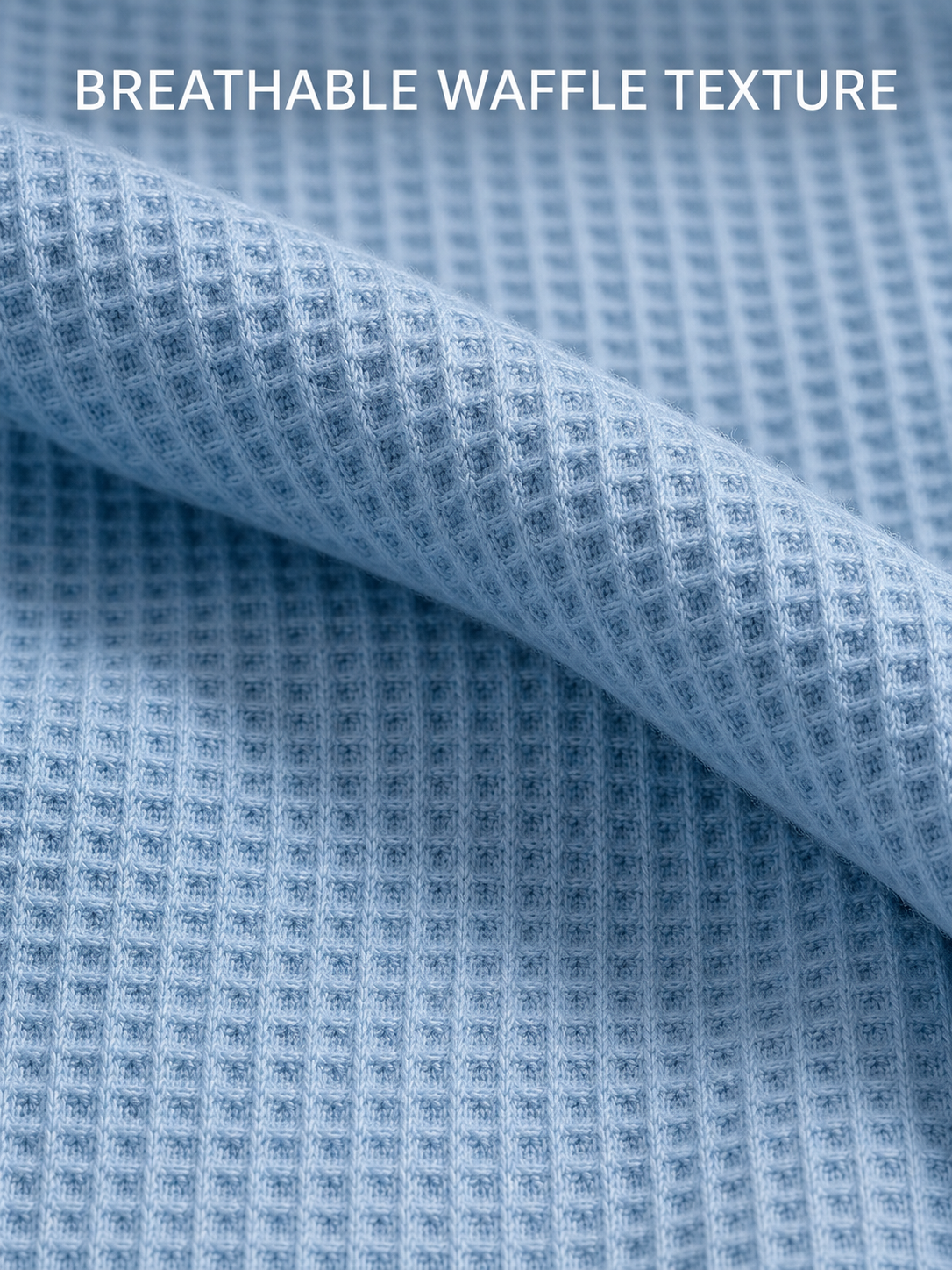 Breathable cotton-blend square waffle texture close-up
