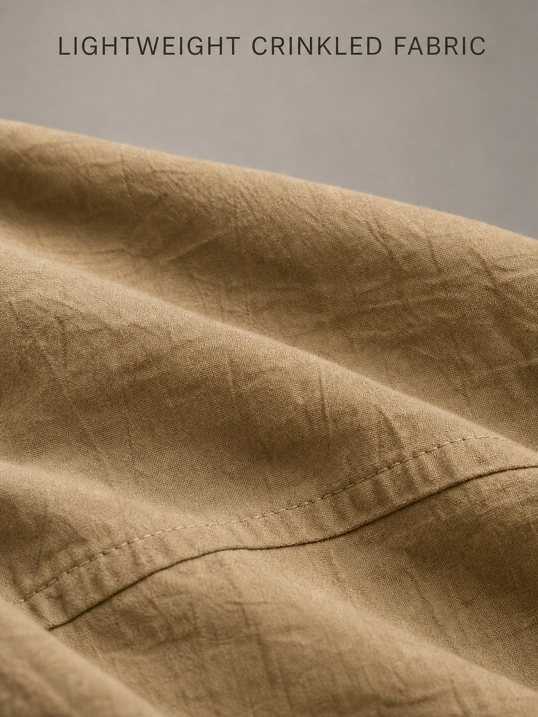 Lightweight matte crinkled woven fabric close-up