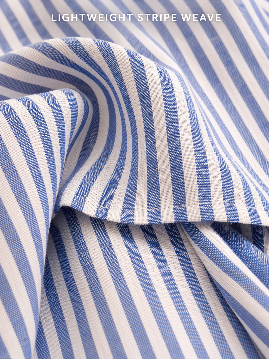 Lightweight blue and white stripe weave close-up
