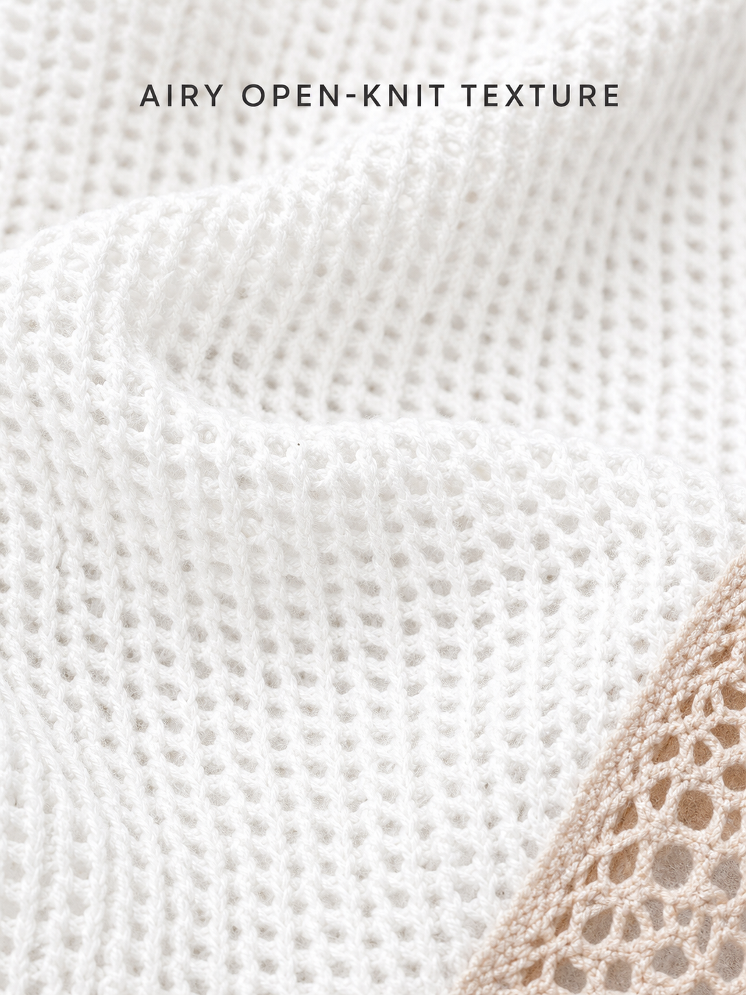Airy cotton-blend open-knit texture close-up