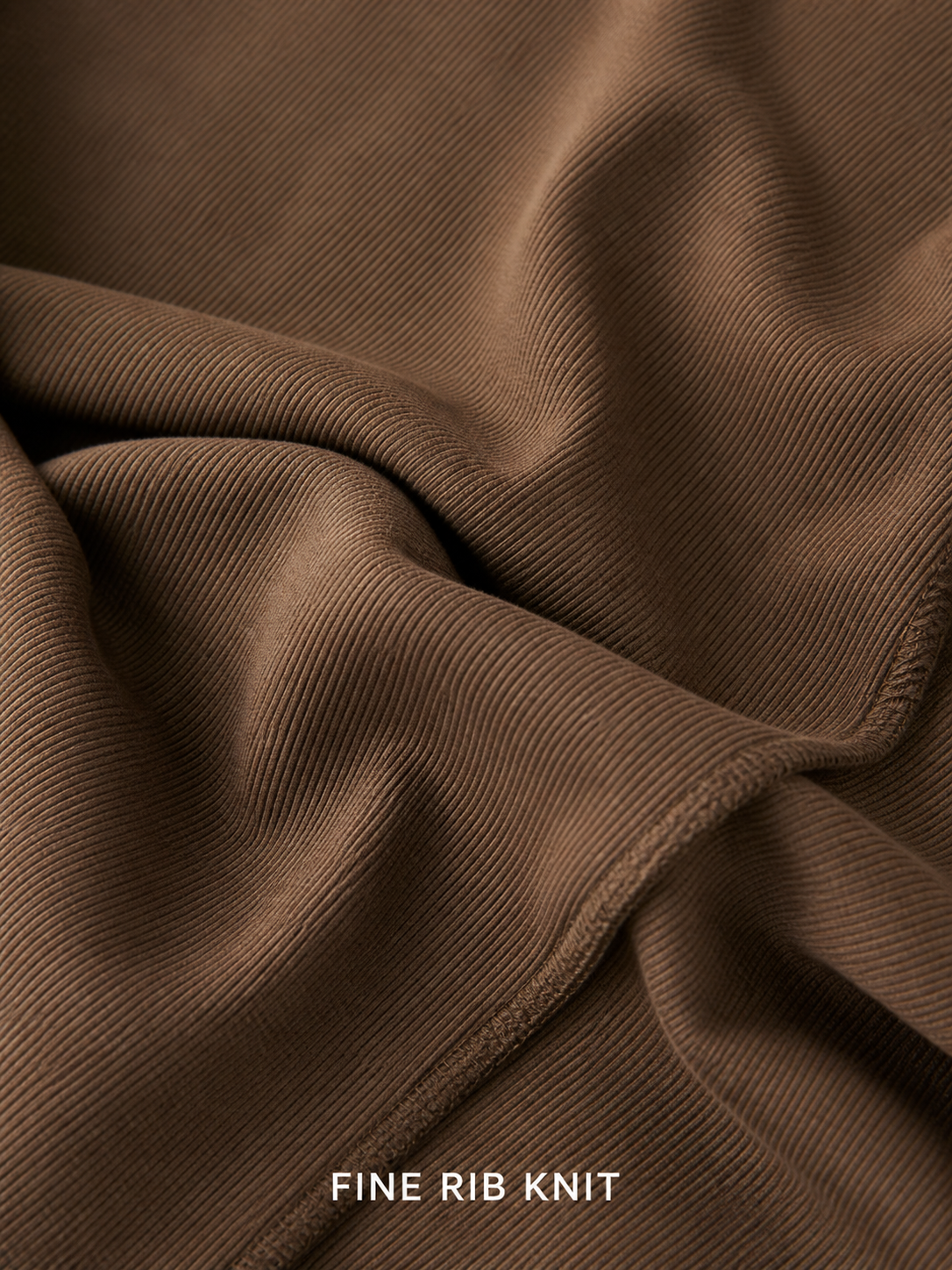 Cocoa brown fine rib knit texture close-up
