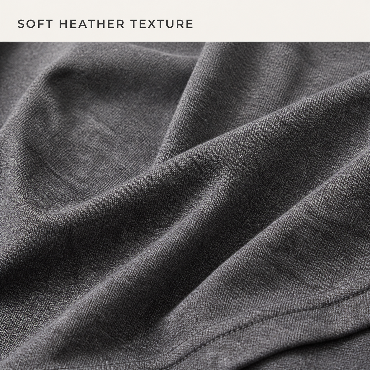Fine heather knit surface and soft natural drape detail