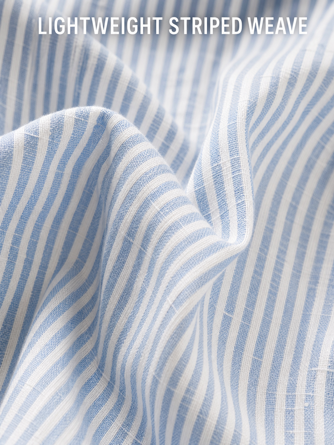 Lightweight blue-white striped woven fabric detail