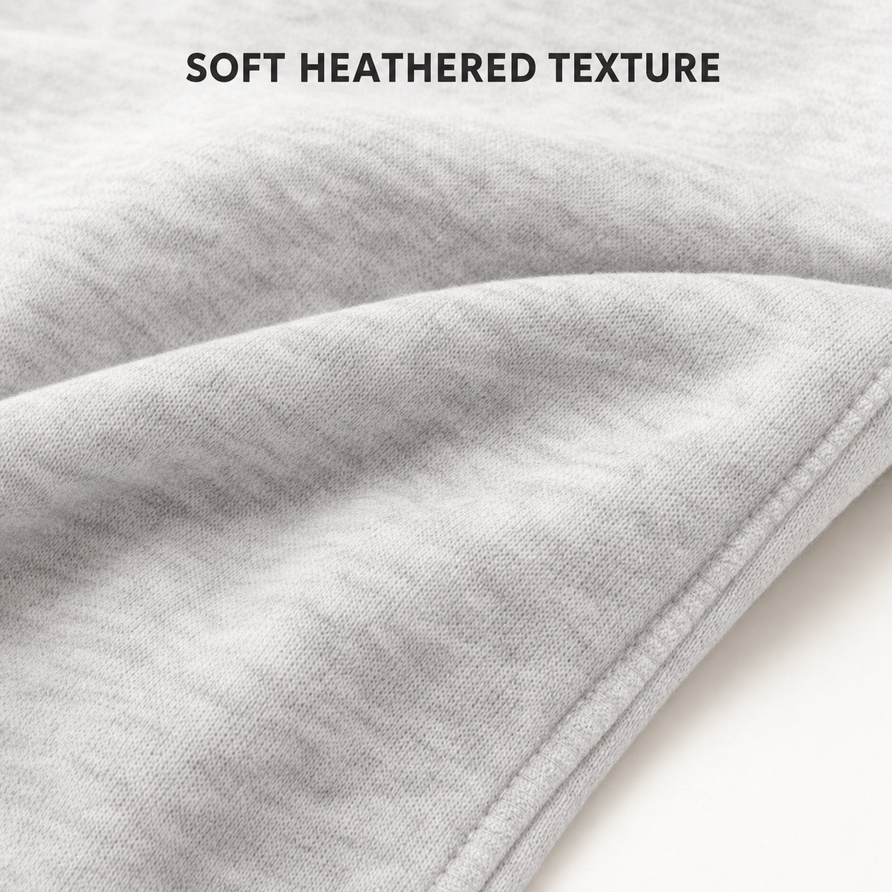 Soft heathered pullover fabric texture detail
