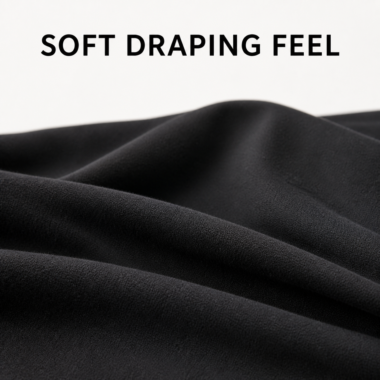 Soft draping black pants fabric detail