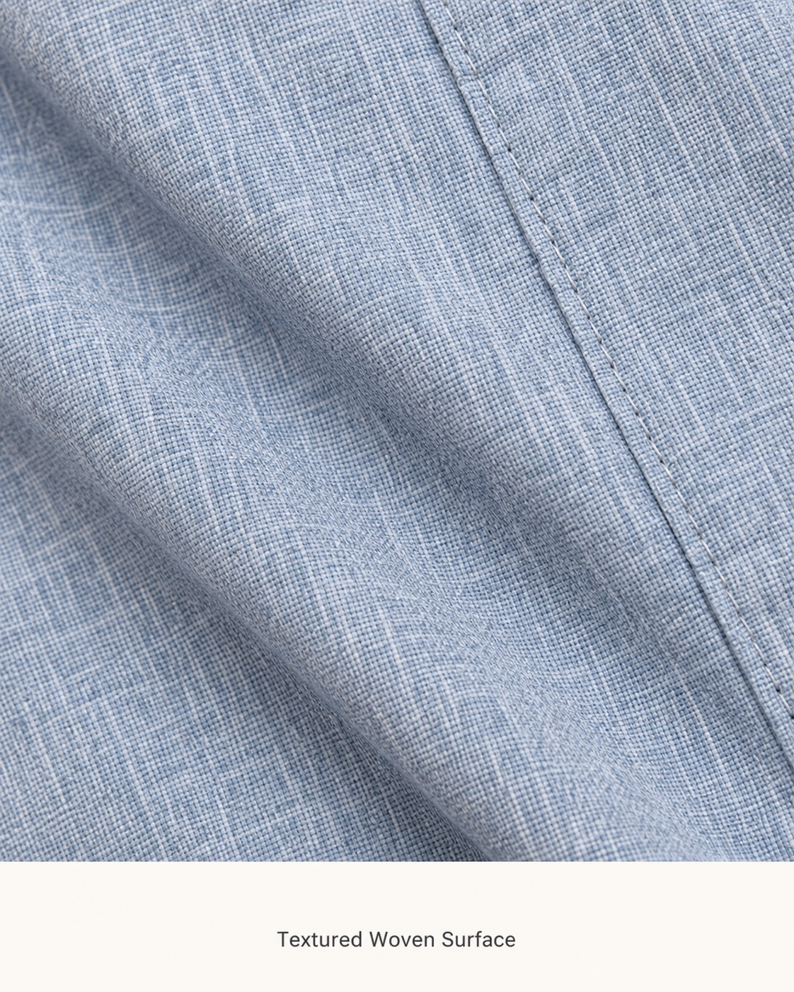 Light blue woven surface and seam detail