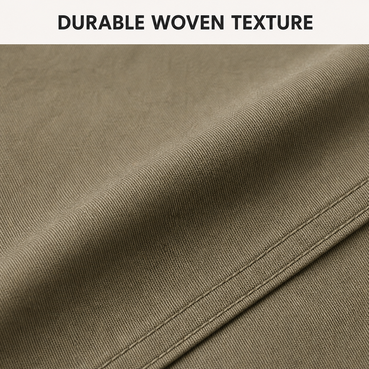 Matte woven fabric texture and double stitching detail