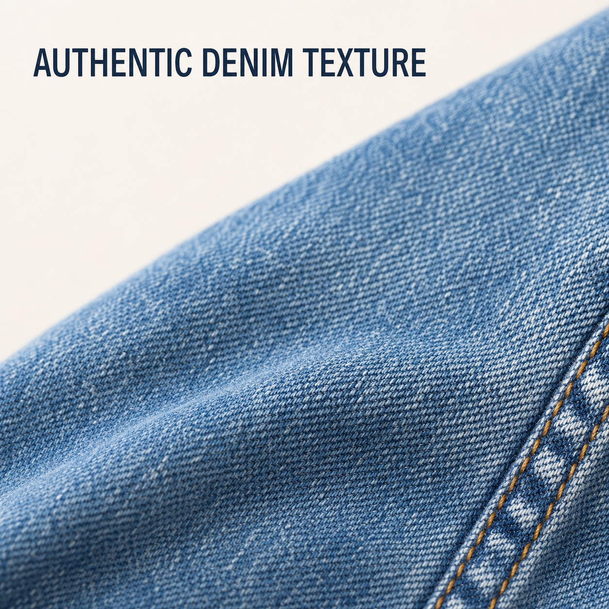 Authentic medium-wash denim twill texture