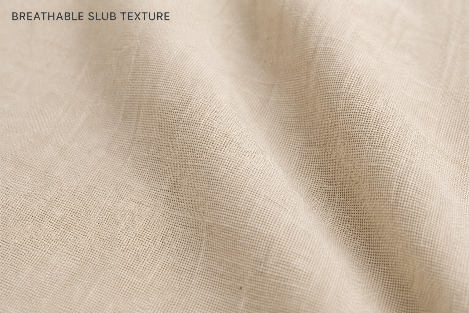 Beige linen-viscose slub woven fabric texture
