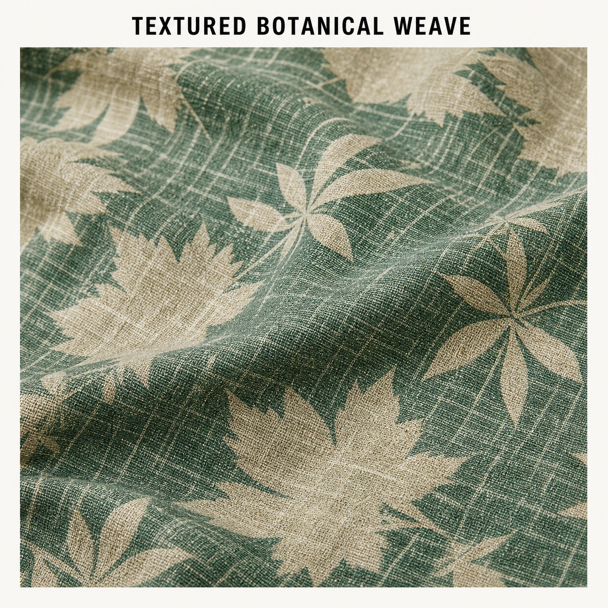Cotton linen botanical weave texture detail