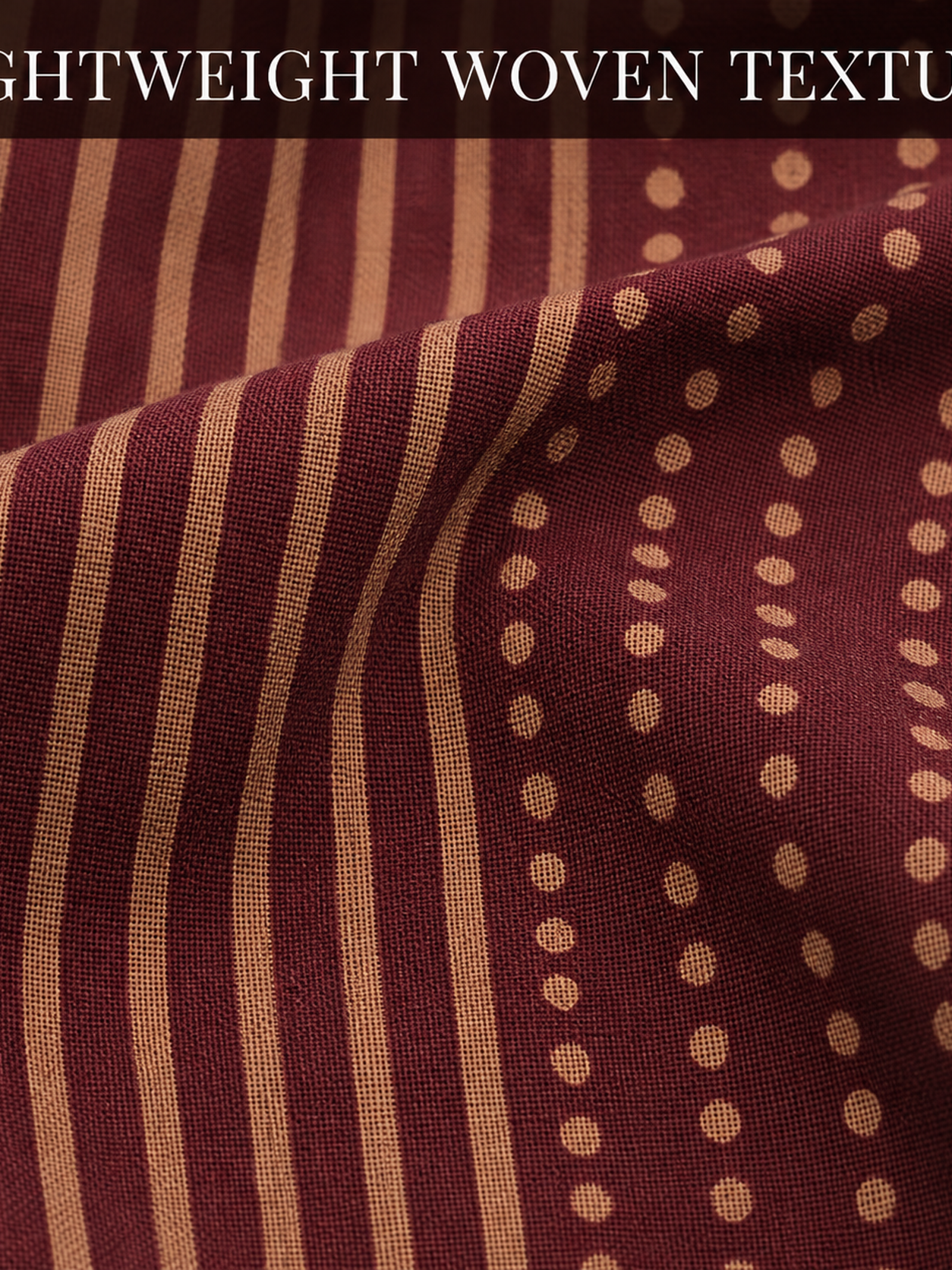 Lightweight woven stripe and dot fabric texture