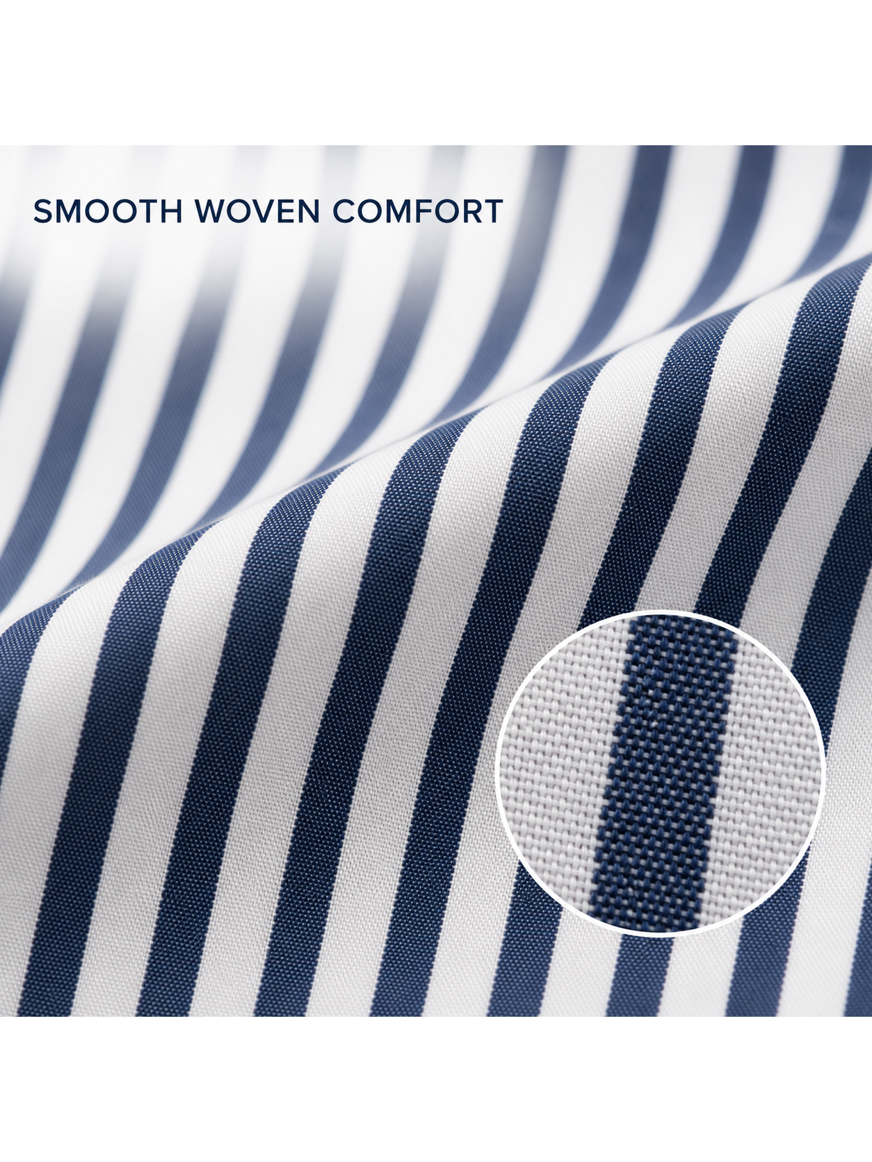 Smooth woven navy vertical stripe fabric texture
