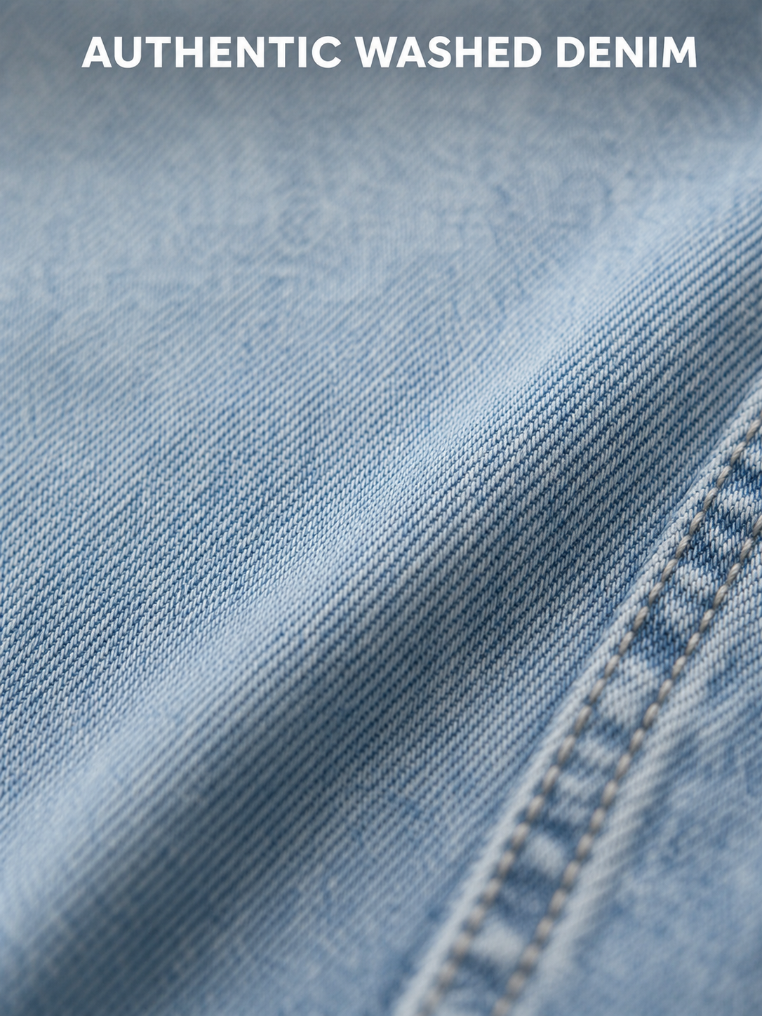 Authentic washed cotton denim texture close-up