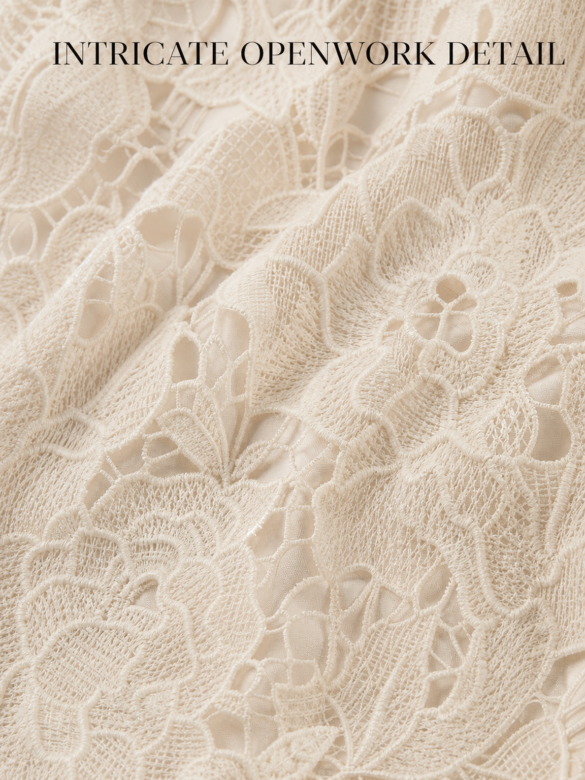 Intricate floral openwork lace and matching lining texture