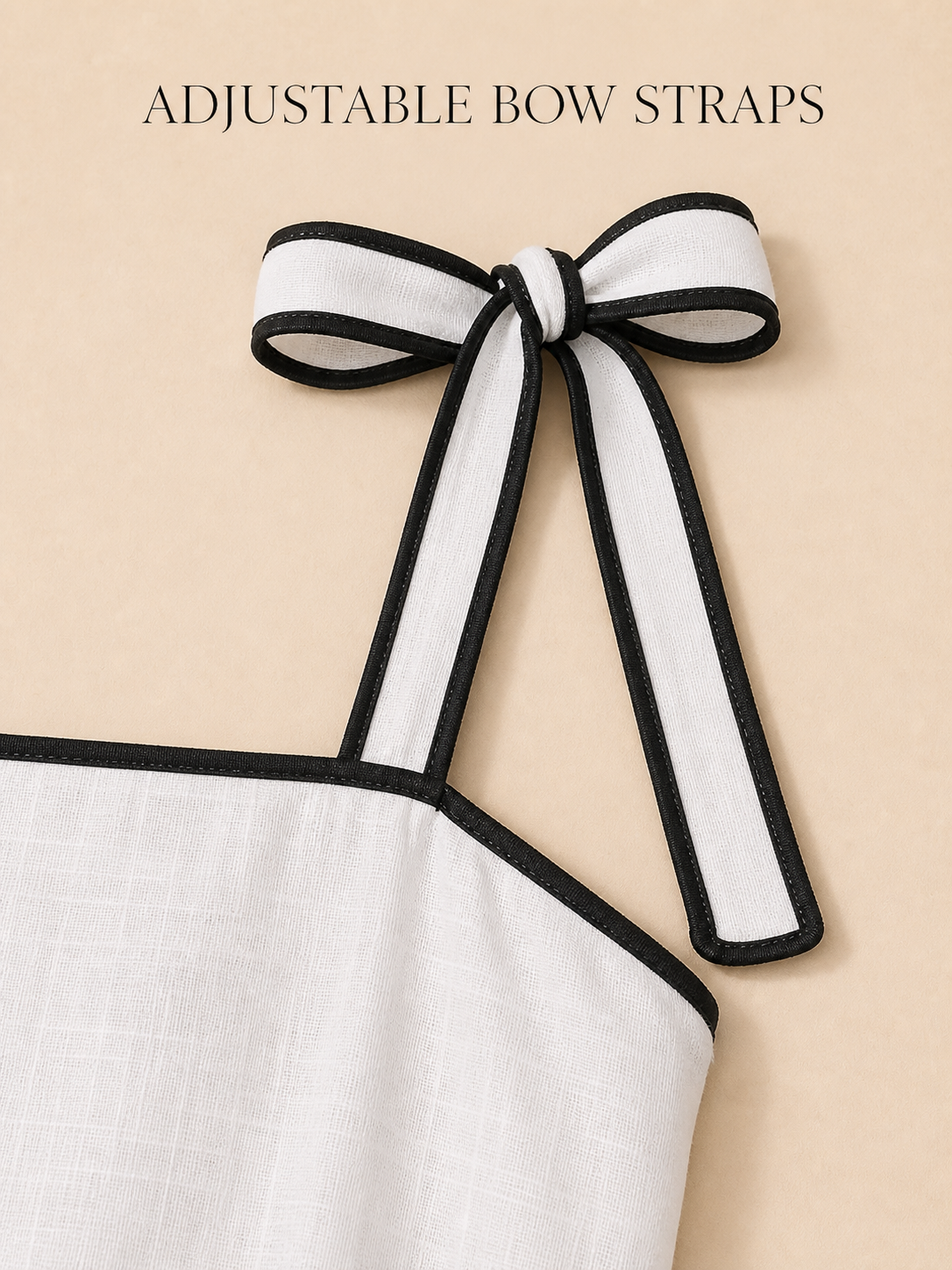 Adjustable black-edged shoulder bow craftsmanship