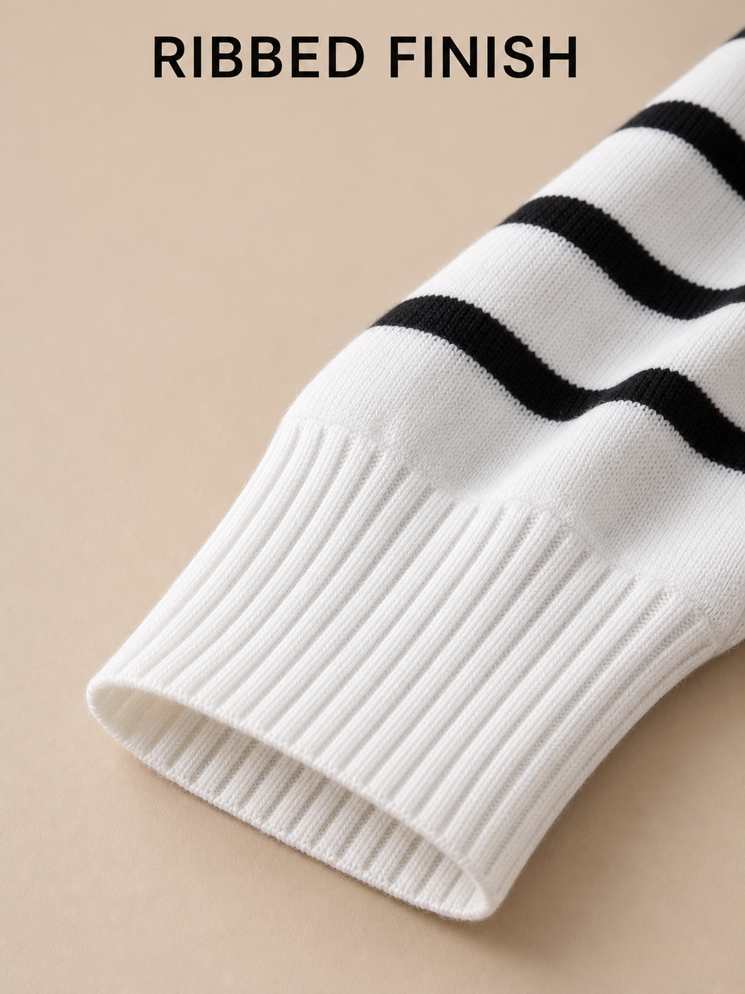Wide ribbed cuff finish detail