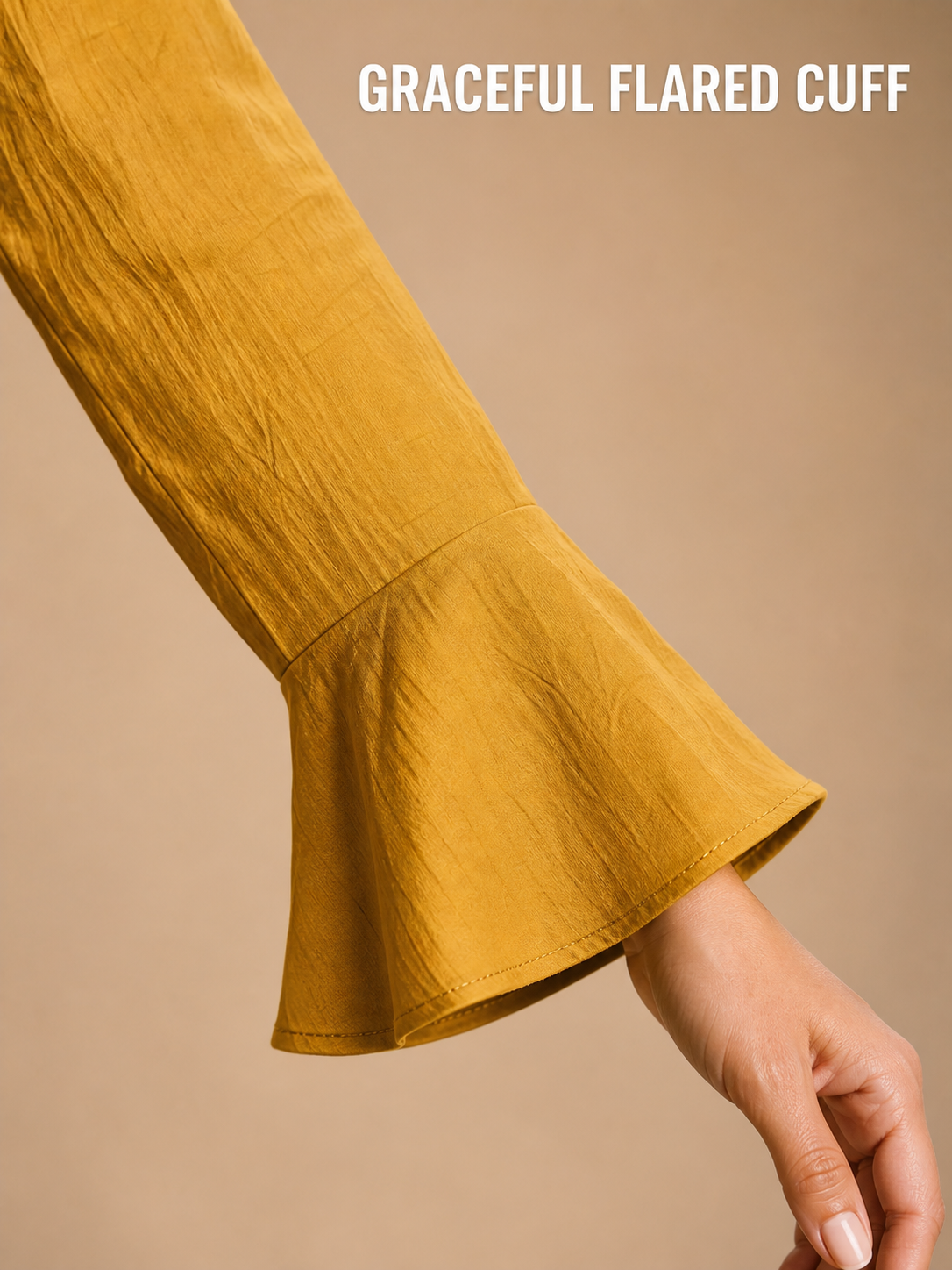 Long sleeve with graceful flared bell cuff detail