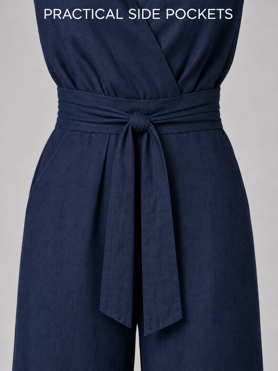 Center tie waist and practical side pocket detail