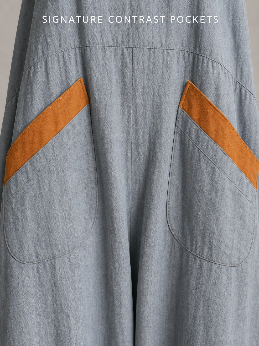 Oversized patch pockets with cognac diagonal bands