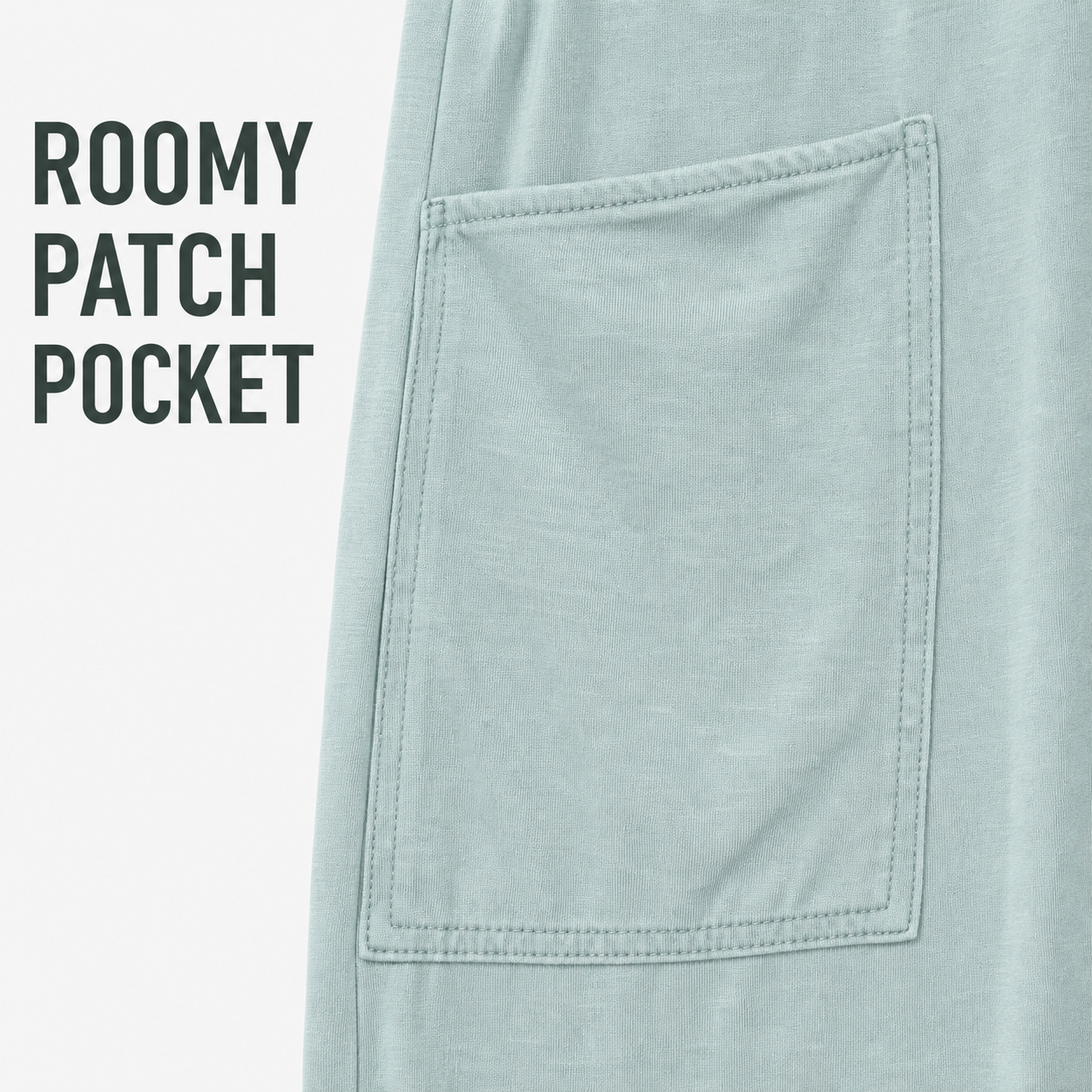 Roomy front patch pocket and clean stitching detail