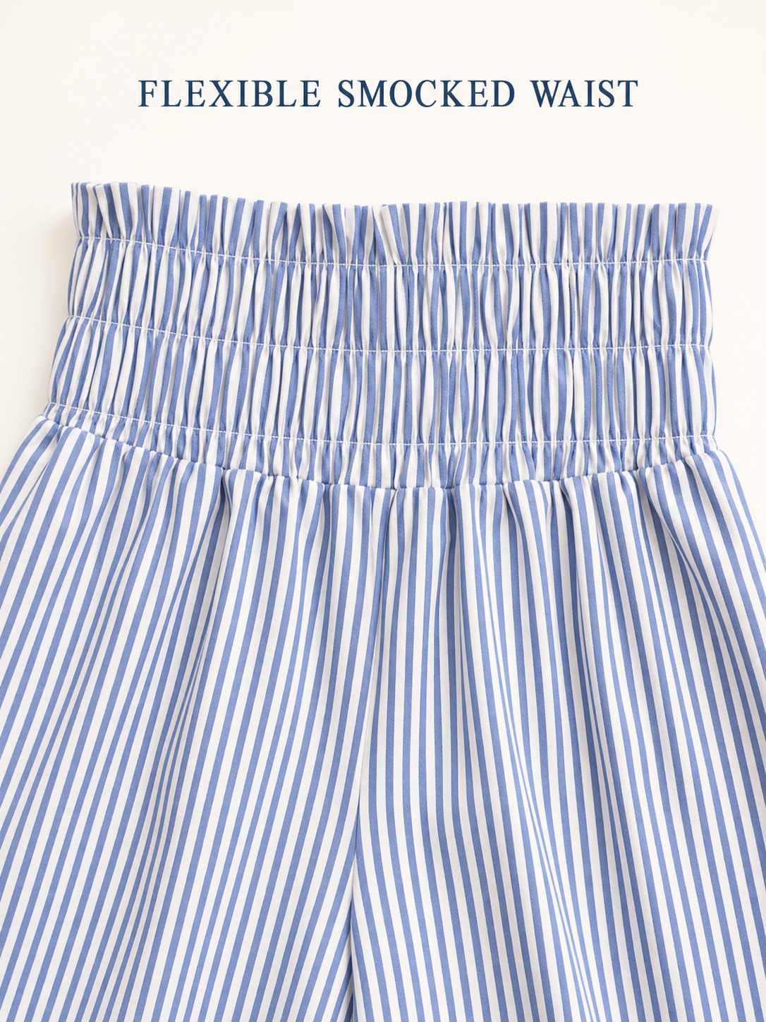 Flexible smocked high-waist construction detail