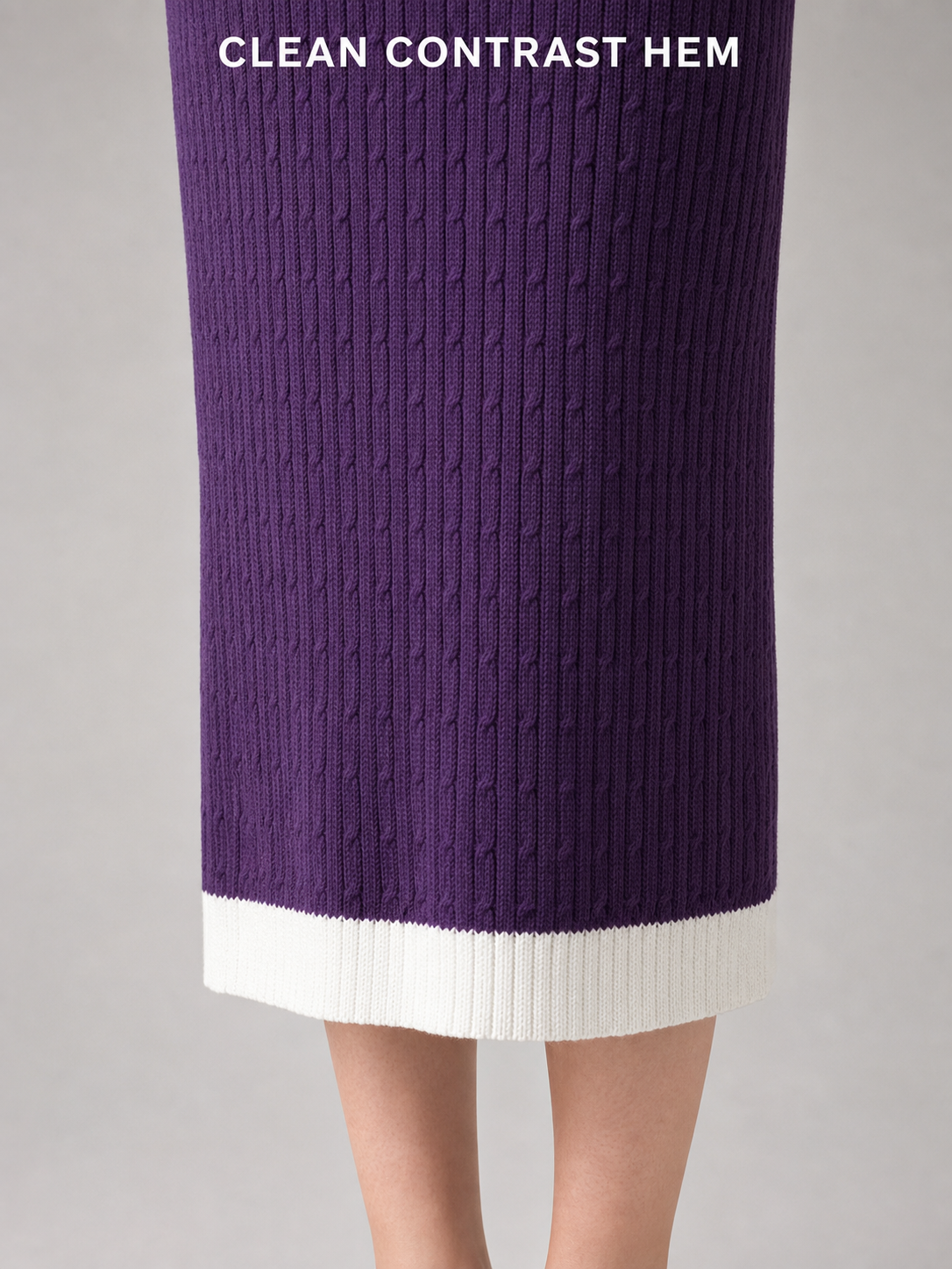 Smooth waistband and contrast hem craftsmanship detail