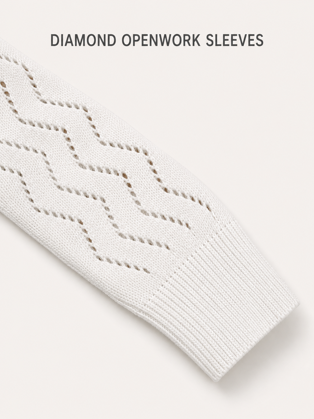 Diamond openwork sleeve and rib cuff detail