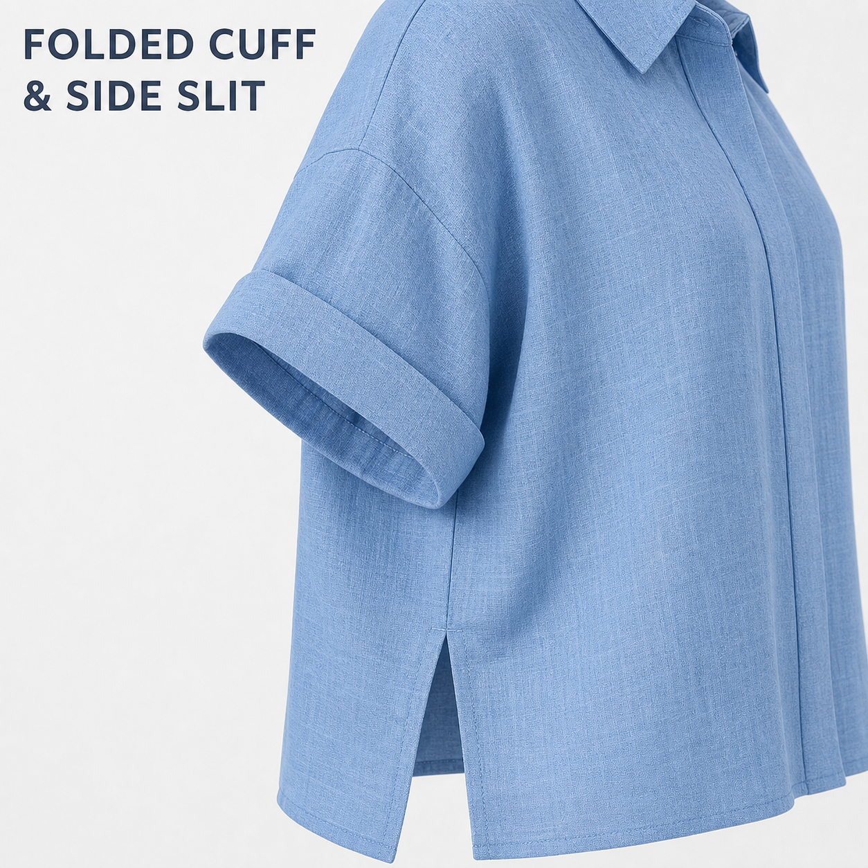 Folded short-sleeve cuff and neat stitching detail