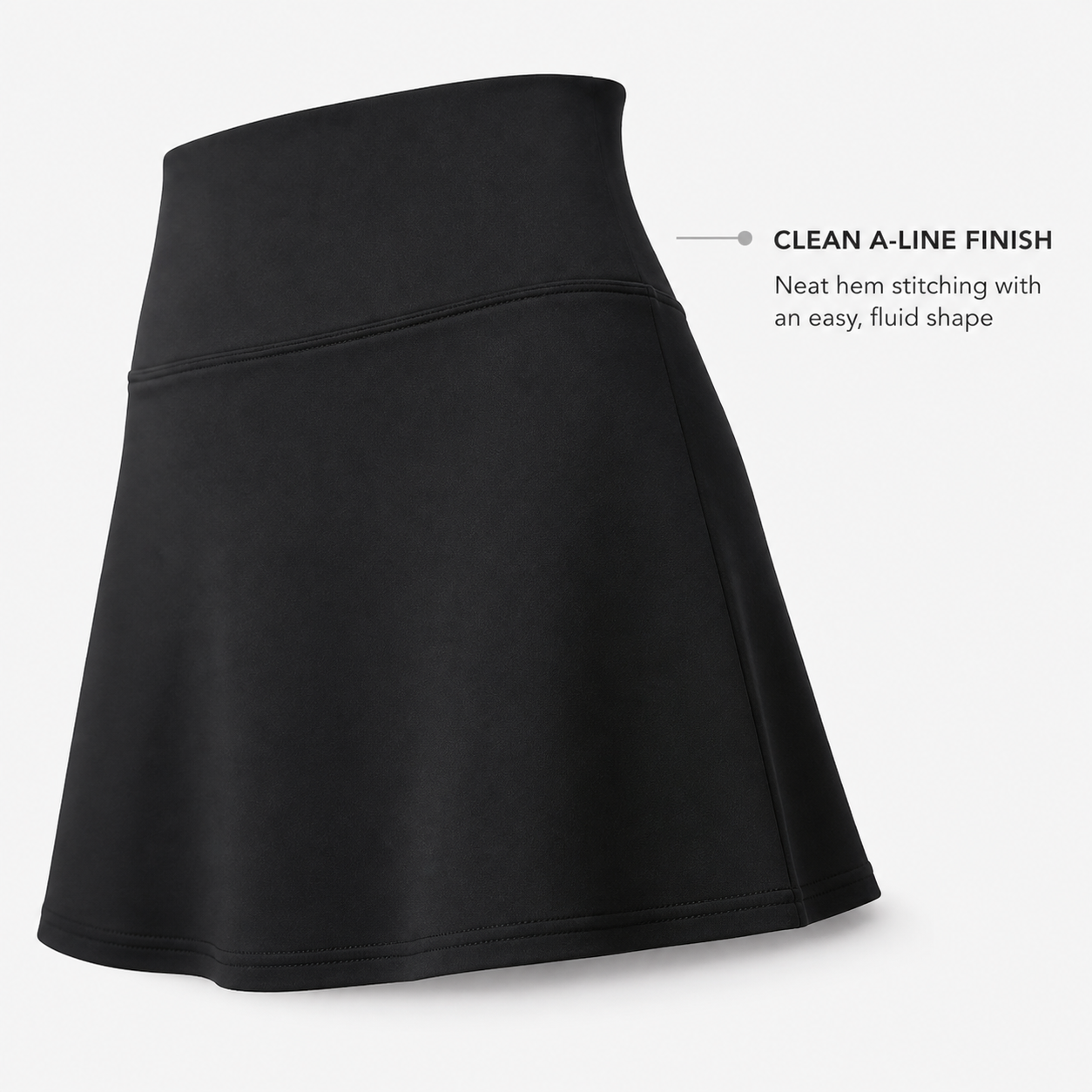 Clean A-line hem and stitching detail