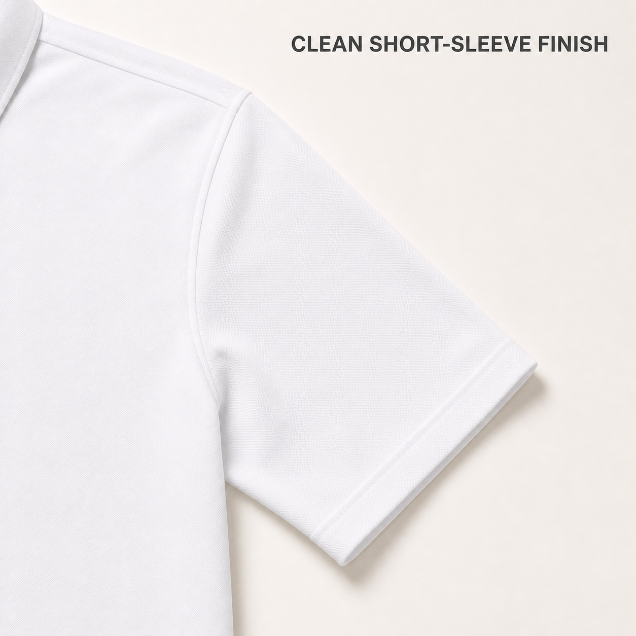 Clean short sleeve opening and stitching detail