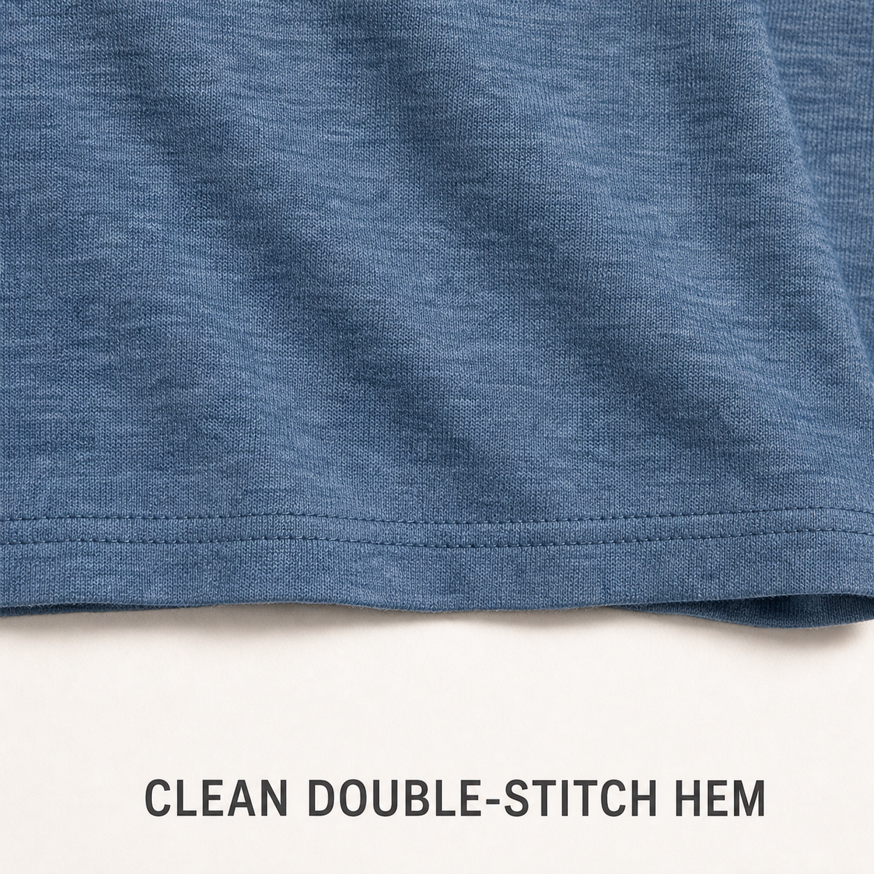 Clean double-stitch hem detail