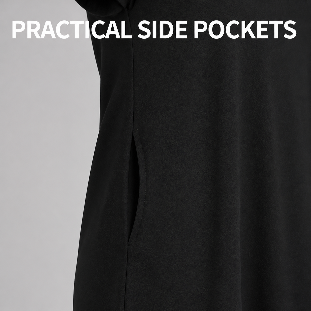 Practical side-seam pocket and stitching detail