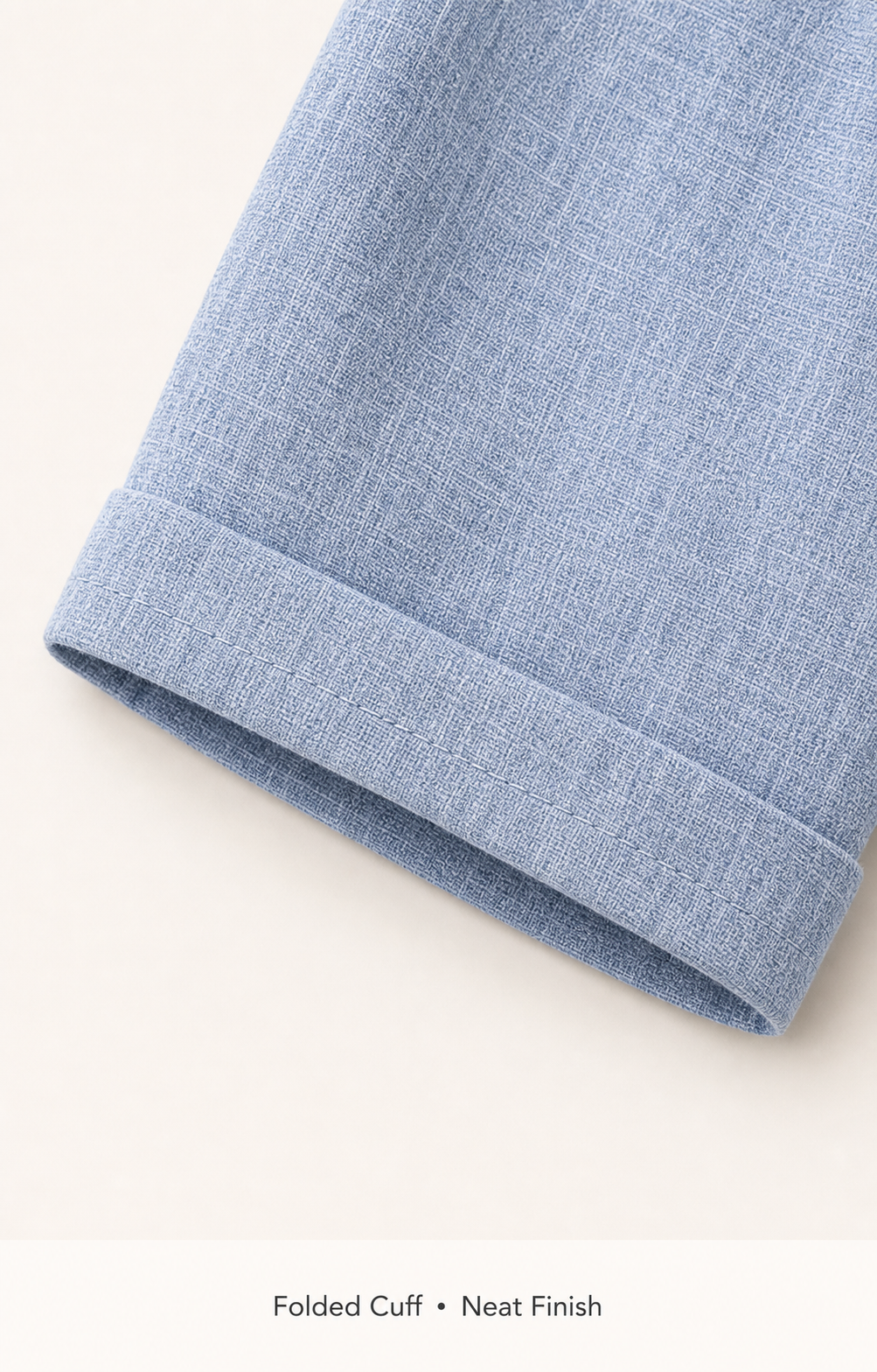 Folded short-sleeve cuff and neat finish detail