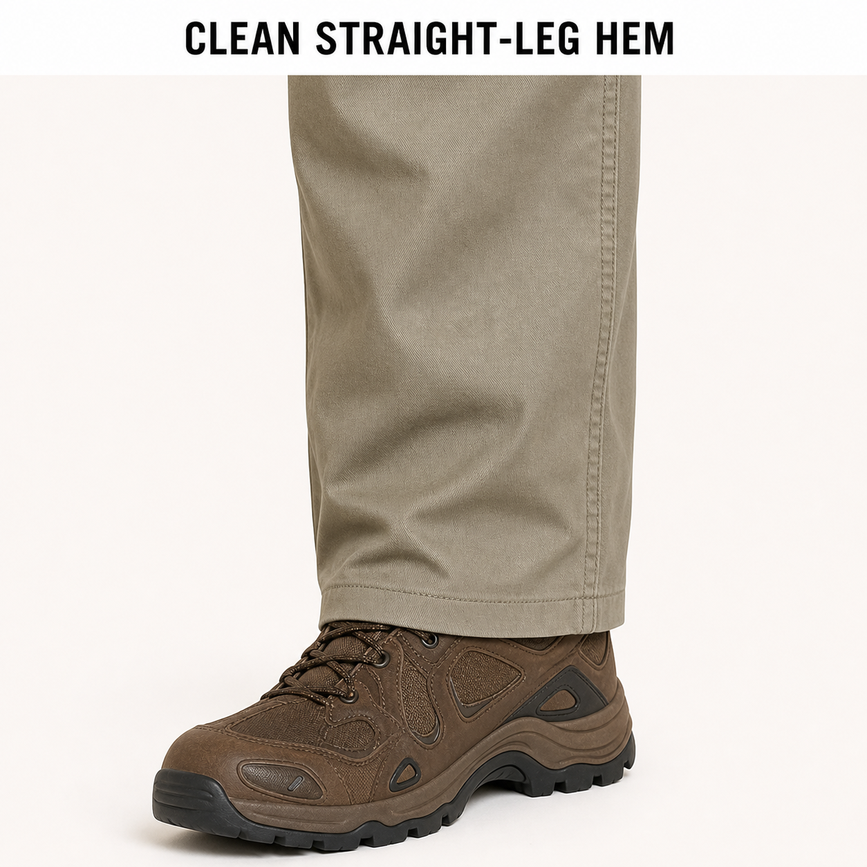 Clean straight leg open hem detail