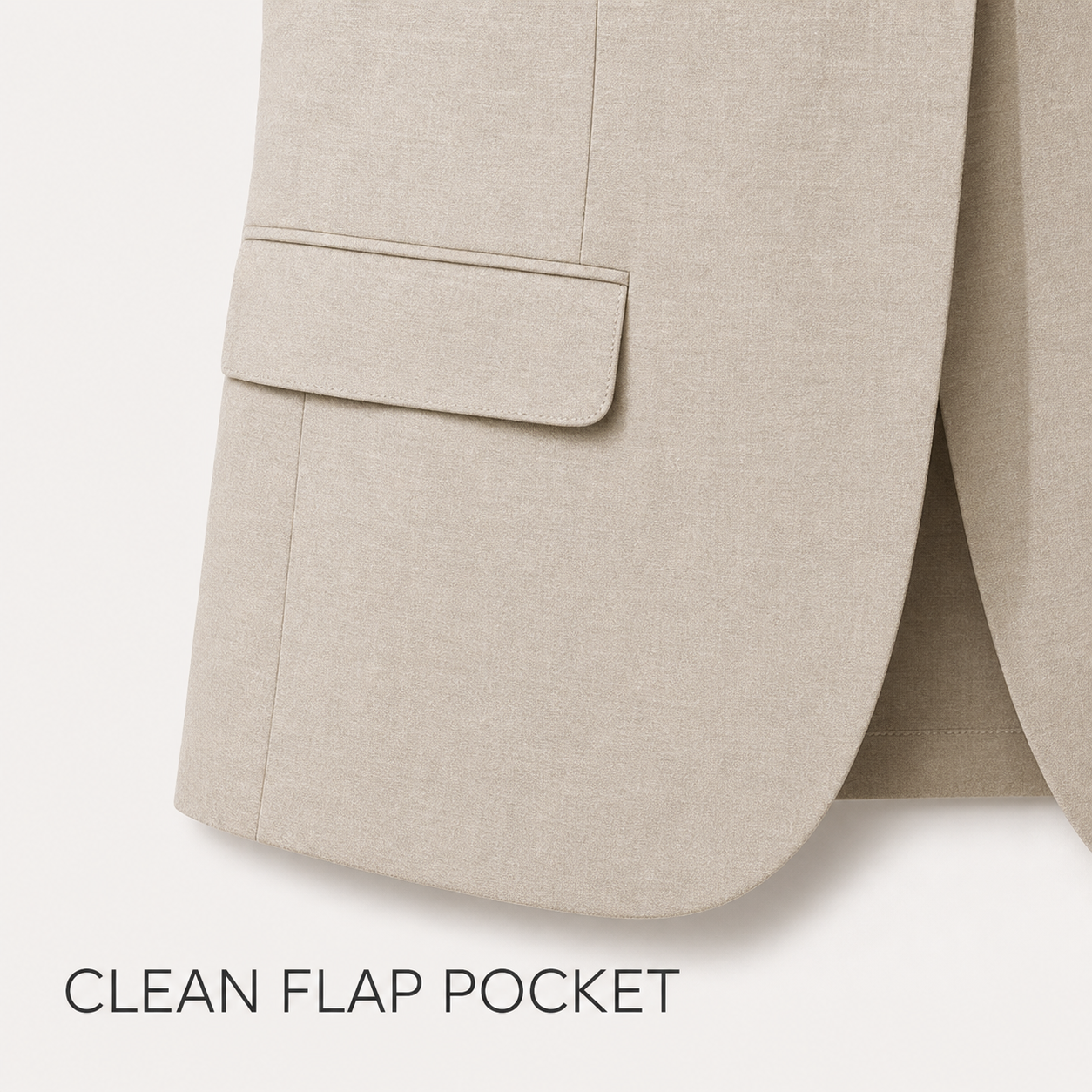 Clean lower flap pocket and rounded front detail