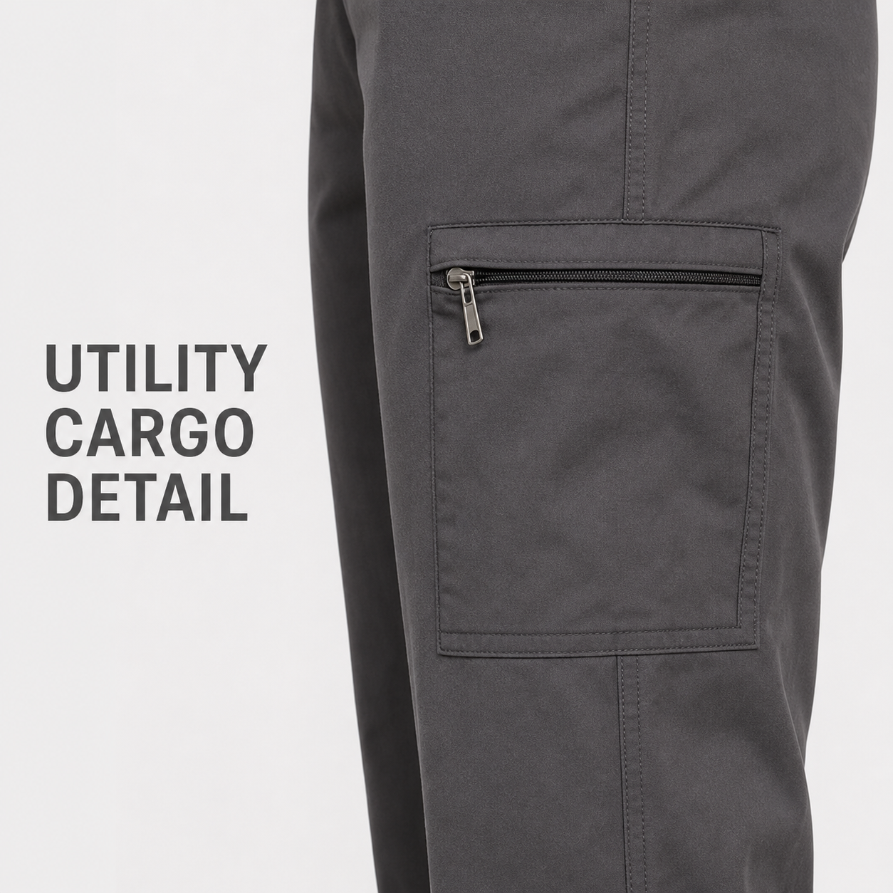 Utility thigh cargo zipper pocket detail