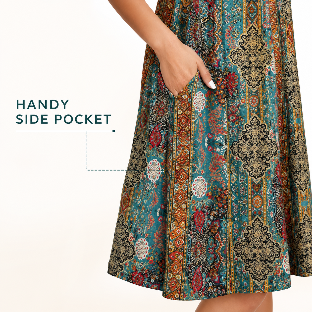 Women's dress handy side pocket detail